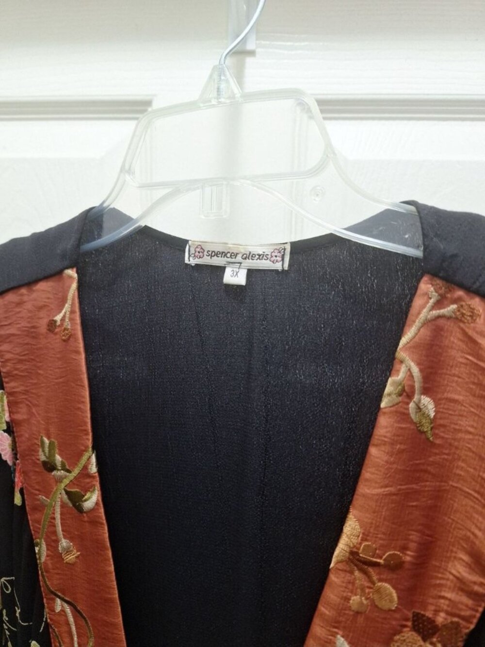 Spencer Alexis Plus Size 3X Embroidered Kimono Jacket Boheme Sheer Black Rust - Picture 4 of 4